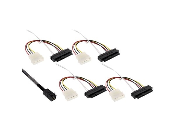InLine 27632B, 1 m, SFF-8482, 4 x SFF-8482&Power, Hankjønn, Sort, 102 g