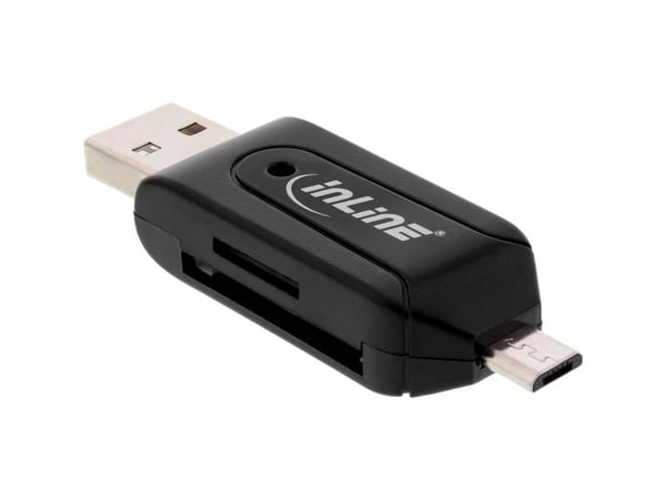 InLine 66779, MicroSD (TransFlash), MicroSDXC, SD, SDXC, Musta, 104 Mbit/s, 128 GB, USB/Micro-USB