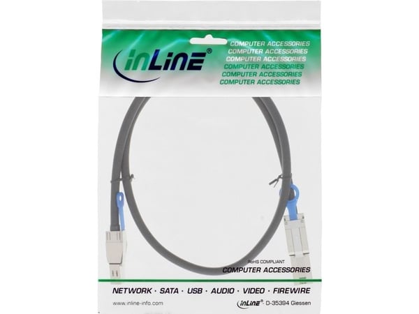 InLine 27639C, 2 m, SFF-8088, SFF-8088, Hankjønn/hankjønn, Svart, 188 g