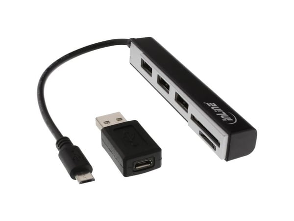 InLine 66775C, MicroSD (TransFlash),MicroSDHC,MicroSDXC,SD,SDHC,SDXC, Musta, 480 Mbit/s, Synteettinen ABS, Micro-USB, 17 mm