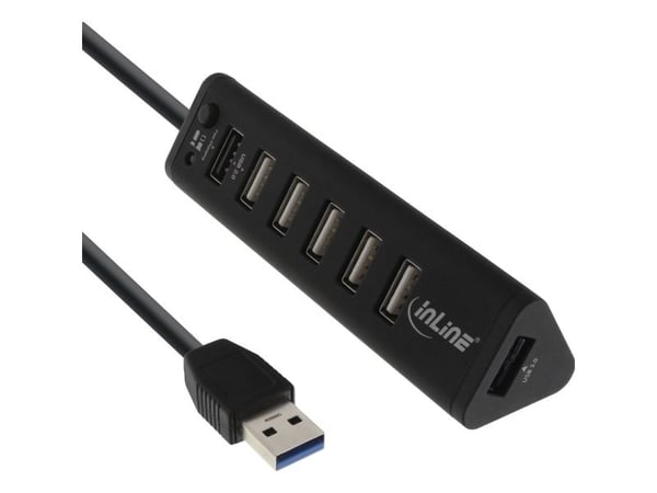 InLine 4043718232369, USB 3.2 Gen 1 (3.1 Gen 1) Type-A, USB 2.0, 5000 Mbit/s, Svart, ABS syntetisk, DC