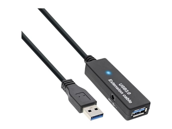InLine 35655, 10 m, USB A, USB A, USB 3.2 Gen 1 (3.1 Gen 1), Hankjønn/hunkjønn, Sort