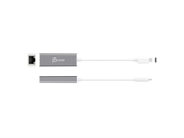 j5create JCE133G-N USB-C™ til Gigabit Ethernet-adapter, Koblet med ledninger (ikke trådløs), USB Type-C, 10,100,1000 Mbit/s, IEEE 802.3, IEEE 802.3...