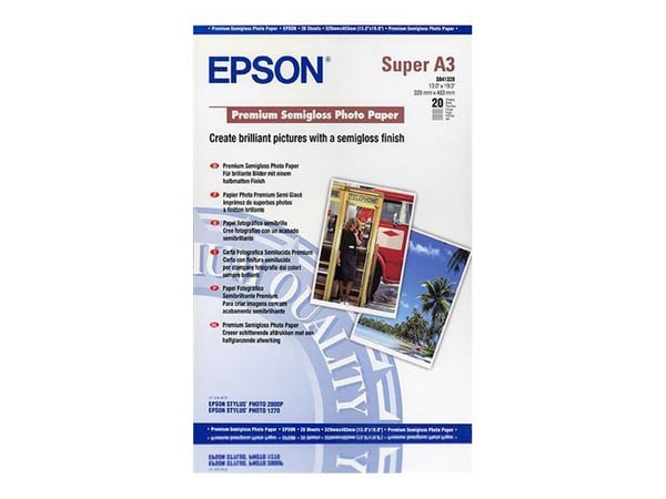 Epson Premium Semigloss Photo Paper - Halvblank - A3 plus (329 x 423 mm) 20 ark fotopapir - for SureColor P5000, SC-P700, P7500, P900, T2100, T3100...