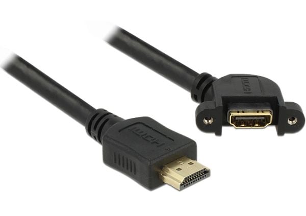 Delock - HDMI-kabel med Ethernet - HDMI hann til HDMI hunn - 1 m - svart - 110°-kontakt