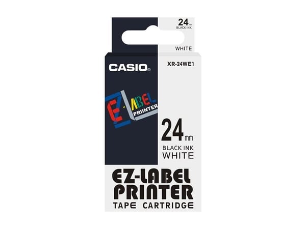 Casio XR-24WE1, Musta valkoisella, Musta, 2,4 cm, 8 m, Laatikko