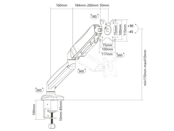 Montis Uchwyt do monitora "ELBRUS" MT014 81,3 cm (32") Lajittele Skrivebord (Skrivebord)