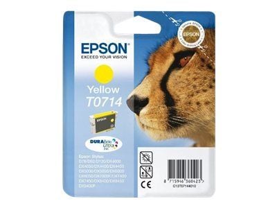 Epson Cheetah Yksittäispakkaus, keltainen T0714 DURABrite Ultra -muste, Keltainen, Väriainepohjainen muste, 5,5 ml, 1 kpl, Kertapakkaus