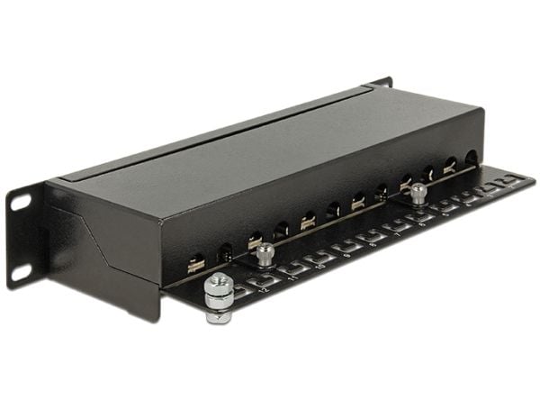 Delock - Koblingspanel - CAT 6a - RJ-45 X 12 - kullsort, RAL 9005 - 1U - 10"