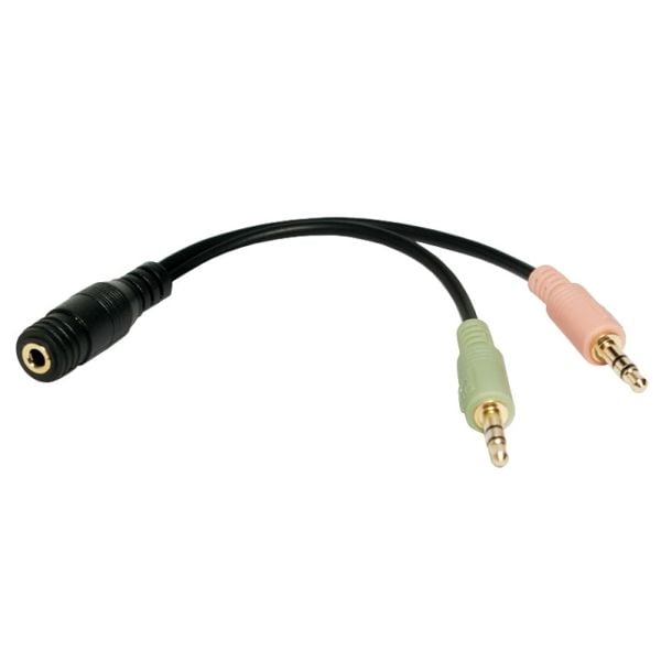 LogiLink - Audioadapter - mini-phone stereo 3.5 mm hann til 4-polsminijakk hunn - 15 cm - svart