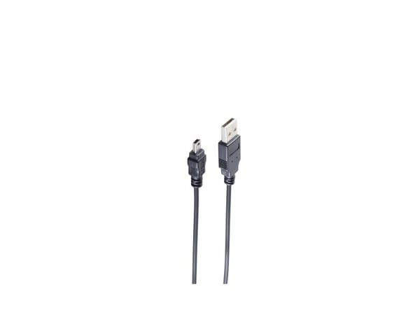 S-Conn BS14-16055, 5 m, USB A, Mini-USB B, USB 2.0, 480 Mbit/s, Svart