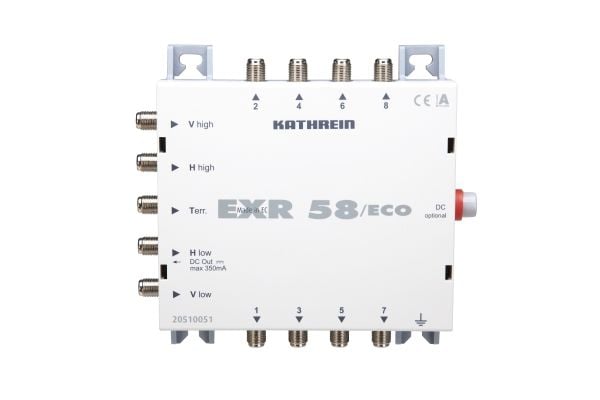 Kathrein EXR 58/eco, Grå, 5 - 862 Mhz, 490 g, -20 - 55 °C, 162 x 148 x 43 mm, 1 x terr., 4 x Sat-ZF, 8 Sub.