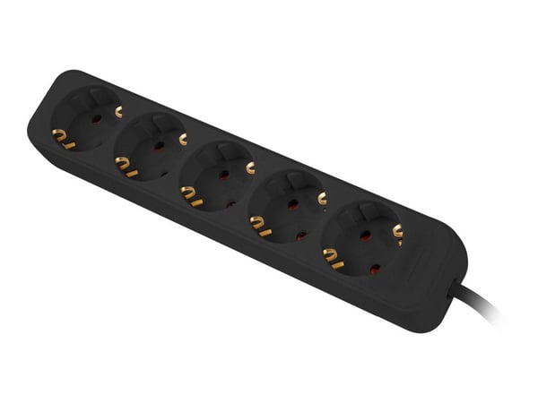 Lanberg - Flerkoplingslist - AC 230 V - 2500 watt - inngang: power CEE 7/7 - utgangskontakter: 5 (power CEE 7/3) - 1.5 m kabel - svart