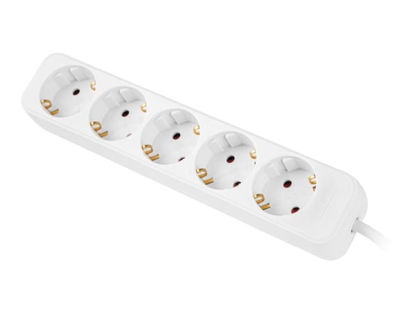 Lanberg - Flerkoplingslist - AC 230 V - 2500 watt - inngang: power CEE 7/7 - utgangskontakter: 5 (power CEE 7/3) - 1.5 m kabel - hvit