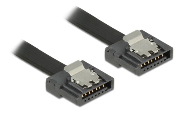 Delock FLEXI - SATA-kabel - Serial ATA 150/300/600 - SATA (hann) til SATA (hann) - 50 cm - låst - svart