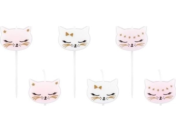 PartyDeco SCS-4, Stearinlys, Sort, Gull, Rosa, Hvit, 6 stykker