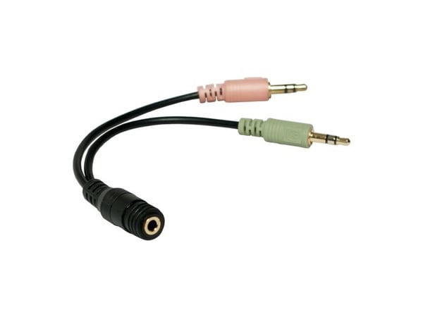 LogiLink - Audioadapter - mini-phone stereo 3.5 mm hann til 4-polsminijakk hunn - 15 cm - svart