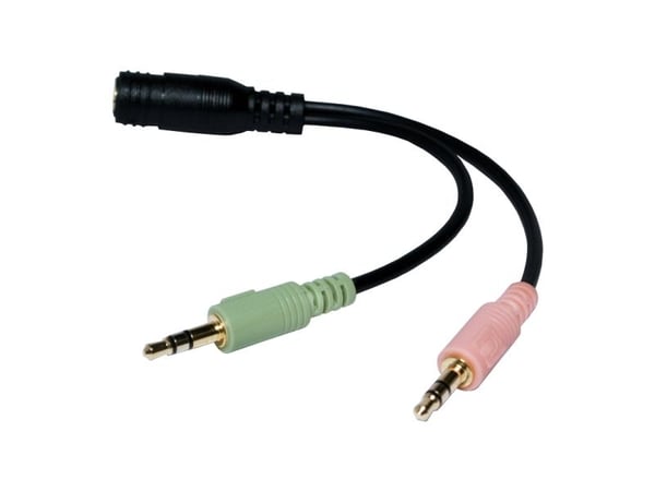 LogiLink - Audioadapter - mini-phone stereo 3.5 mm hann til 4-polsminijakk hunn - 15 cm - svart