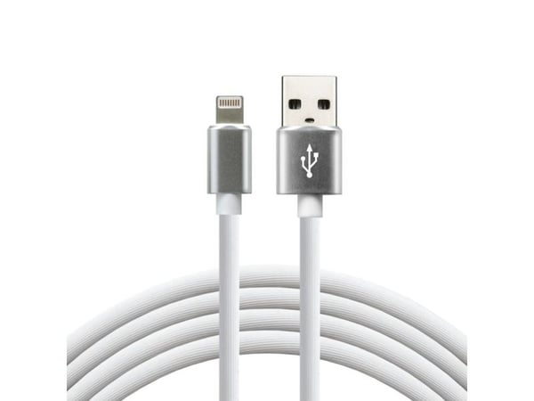 everActive USB Lightning-kabel 1m - vit, silikon, stöder snabbladdning, 2,4A - CBS-1IW