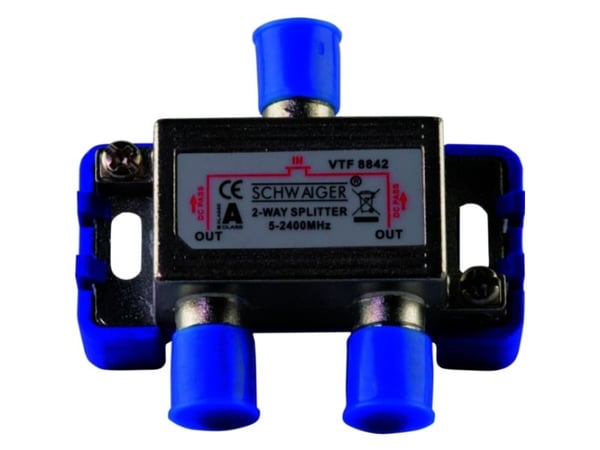 Schwaiger VTF8842 241, Kaapelin jakaja, 5 - 2400 MHz, Hopea, Alumiini, 1 kpl, 58 mm