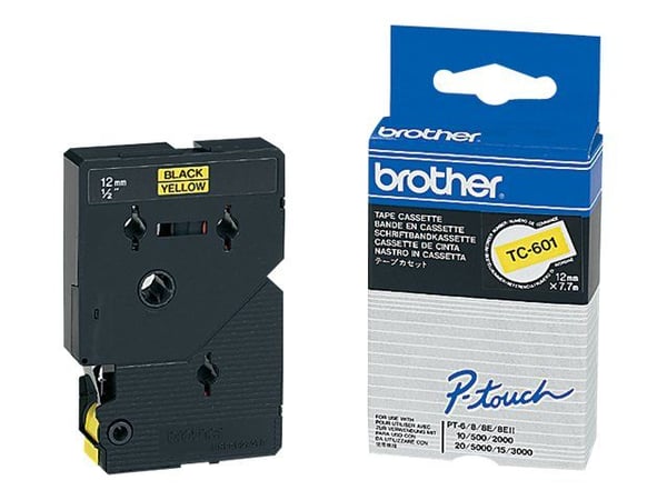 Brother - Svart, gul - Rull (1,2 cm x 8 m) 1 kassett(er) laminert teip - for P-Touch PT-2000, PT-3000, PT-500, PT-5000, PT-8E