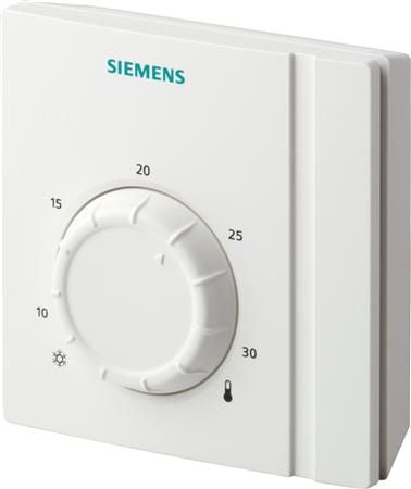 Huonetermostaatti RAA21 lämmitystä ja jäähdytystä varten NO/NC-kytkimellä. Asetuspiste 830°C, AC 24250V, kosketus 0,26A, vakuutus 10A.