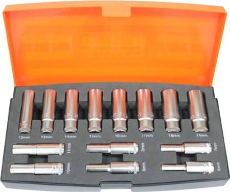 Bahcon kärkisarja 3/8" pitkä 14 osaa 6-19mm