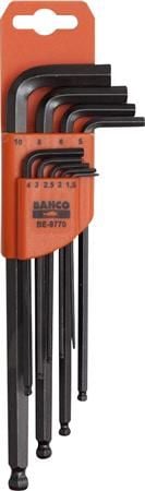 Bahco Sekskantnøkkelsett m kule, metrisk. Svart utførelse. 9 stk, L-formet hex-nøkkelsett, Metrisk, 9 stykker, 1.5,2,2.5,3,4,5,6,8,10 mm, 355 g