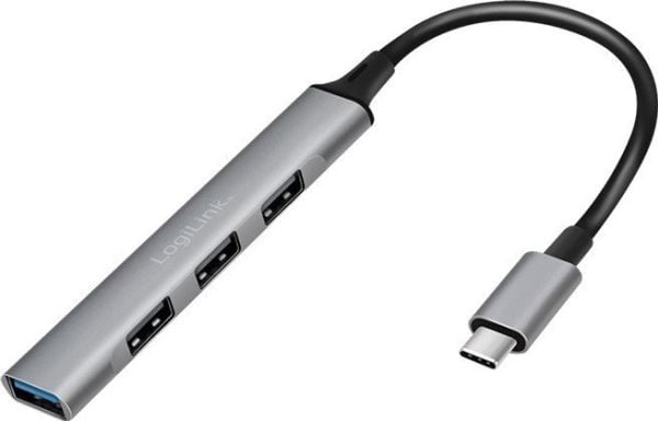 LogiLink UA0392 - USB 3.0/2.0 4-Port Hub Aluminium 4xA slim USB-C-Kabel - Kabel