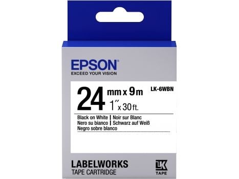 Epson LabelWorks LK-6WBN - Svart på hvitt - Rull (2,4 cm x 9 m) 1 kassett(er) merketape - for LabelWorks LW-1000, LW-600, LW-700, LW-900, LW-Z5000,...