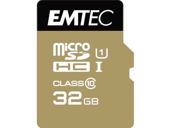 EMTEC Gold+ - Flashminnekort (SD-adapter inkludert) - 32 GB - Class 10 - microSD - gull