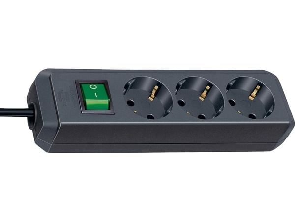 brennenstuhl Eco-Line - Flerkoplingslist - utgangskontakter: 3 - 1.5 m kabel - svart