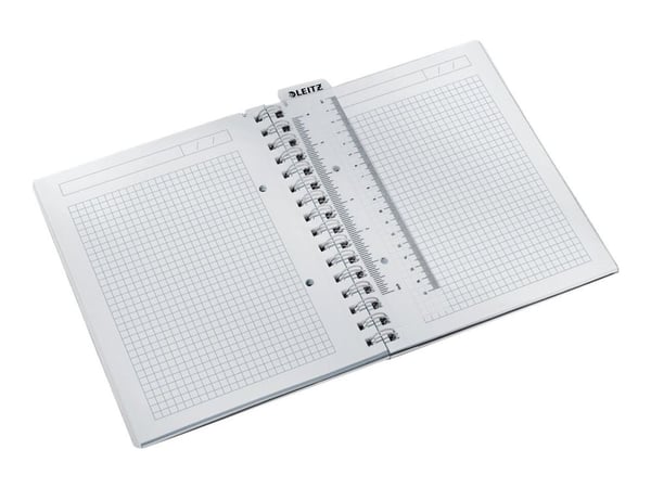 Leitz WOW - Notatbok - trådbundet - A5 (148 x 210 mm) - 80 ark / 160 sider - kvadratisk - 2 hull - svart - polypropylen (PP)