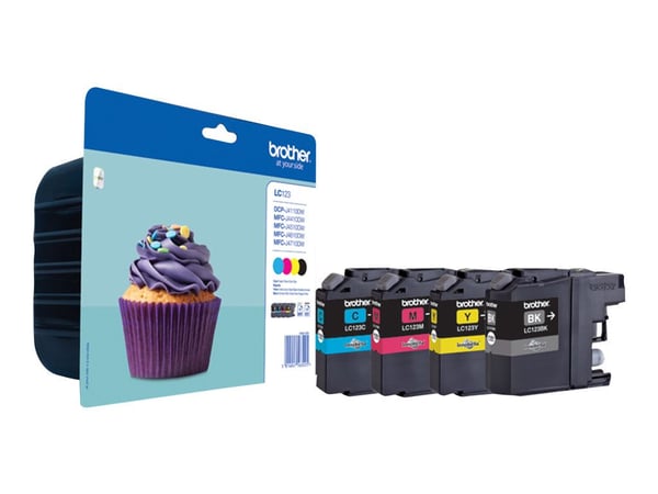 Brother LC123VALBP blekkpatroner for DCP J132, CMYK, 600 sider, 4-pk