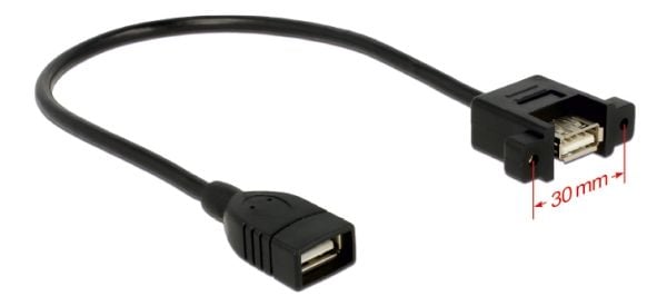 Delock - USB-hann-hunnveksler - USB (hunn) til USB (hunn) - 25 cm - tommelskruer - svart