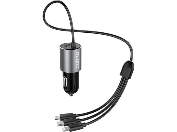 Dudao 3-i-1 USB-billader 3,4 A med innebygd kabel Lightning/USB Type C/micro USB svart (R5ProN black)