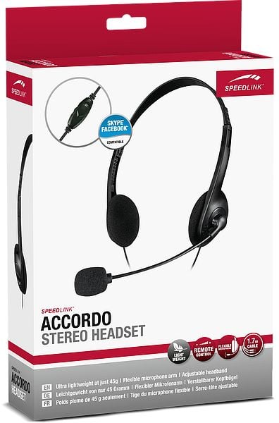 SPEEDLINK ACCORDO - Hodesett - on-ear - kablet - svart