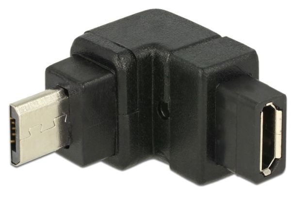 Delock - USB-adapter - Micro-USB type B (hunn) til Micro-USB type B (hann) - 90°-kontakt - svart