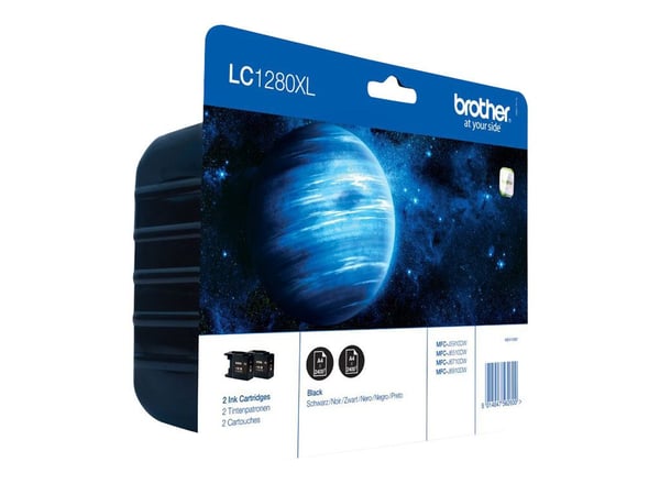 Brother LC1280XL Twin-Pack - 2-pack - svart - original - blister med akustisk / elektromagnetisk alarm - blekkpatron