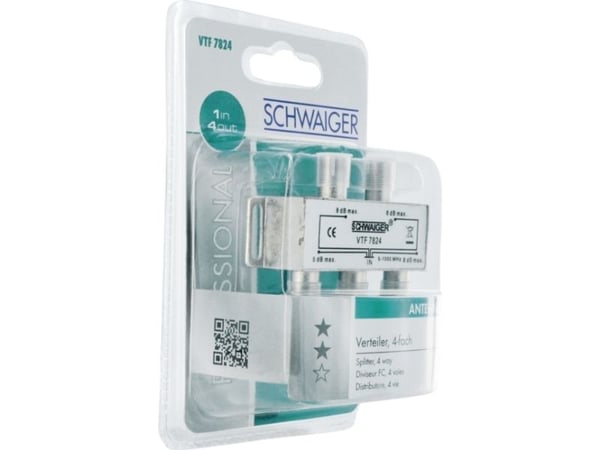 Schwaiger VTF7824 531, Kaapelin jakaja, 5 - 1000 MHz, Hopea, Alumiini, 1 kpl, 74 mm
