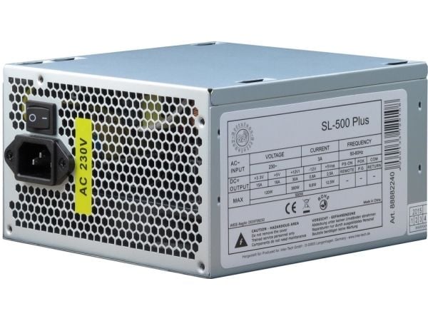 Inter-Tech SL-500 Plus - Strømforsyning (intern) - ATX12V 2.4 - AC 230 V - 500 watt - aktiv PFC
