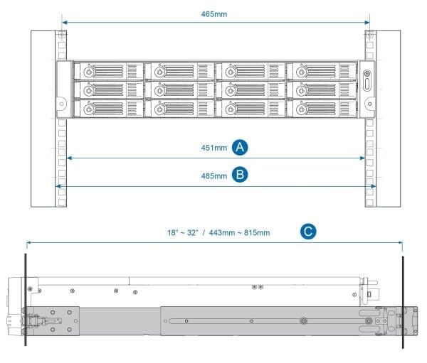 QNAP RAIL-B02 - Tannstangsett - for QNAP QGD-1600