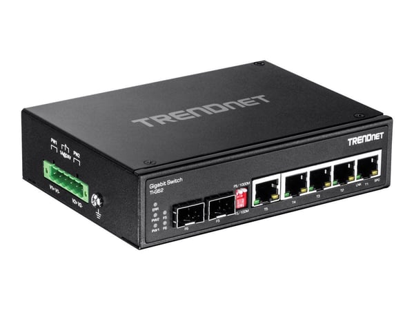 TRENDnet TI-G62 - Switch - ikke-styrt - 5 x 100/1000/10000 + 1 x delt Gigabit SFP + 1 x SFP - DIN-skinnemonterbar, veggmonterbar - DC-strøm - TAA-s...