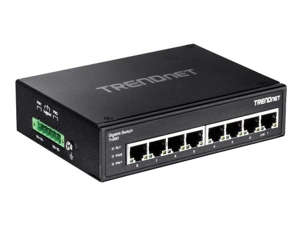 TRENDnet TI-G80 - Switch - ikke administreret - 8 x 100/1000 - DIN monterbar på skinne, væg-monterbar - DC strøm