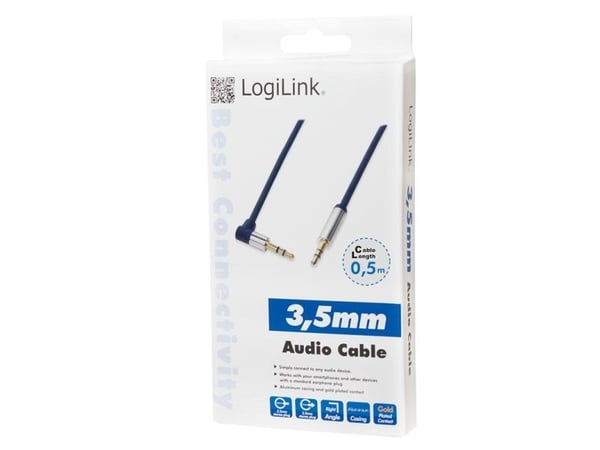 LogiLink 3.5mm - 3.5mm 0.5m, 3.5mm, Hankjønn, 3.5mm, Hankjønn, 0,5 m, Blå