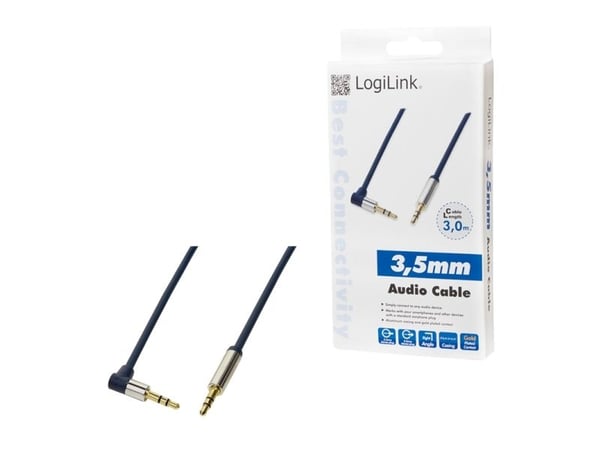 LogiLink 3.5mm - 3.5mm 3m, 3.5mm, Hankjønn, 3.5mm, Hankjønn, 3,5 m, Blå