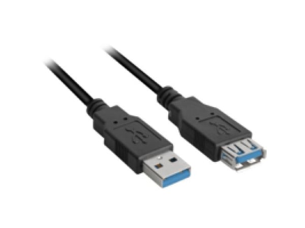 Sharkoon 2m, 2xUSB3.0-A, 2 m, USB A, USB A, USB 3.2 Gen 1 (3.1 Gen 1), Uros/naaras, Musta