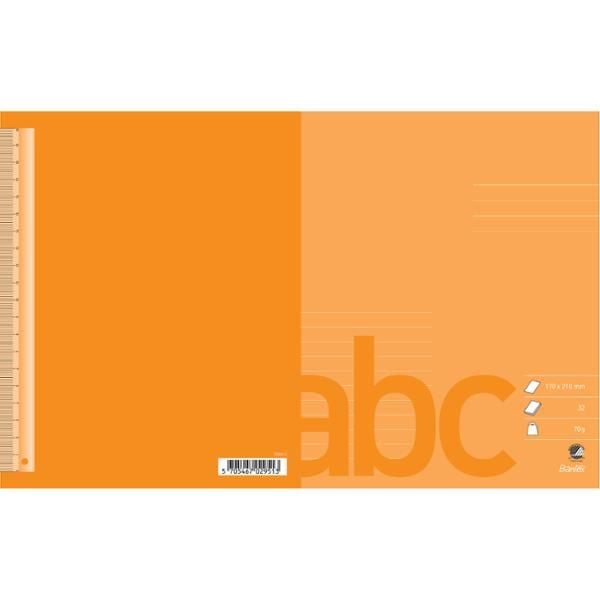 Skrivehæfte Bantex, 17 x 21 cm, 1/2 blank, 1/2 linjeret(8,5 mm), orange, 20 stk.