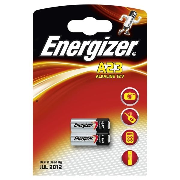 Batterier energigiver alkaline a23, 12v, pakke a 2 stk.