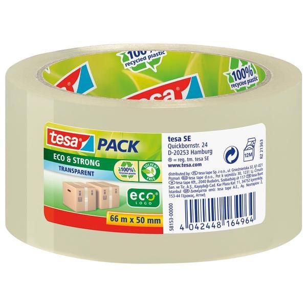 Tesapack Eco & Strong - Pakketape - 50 mm x 66 m - polypropylen - transparent